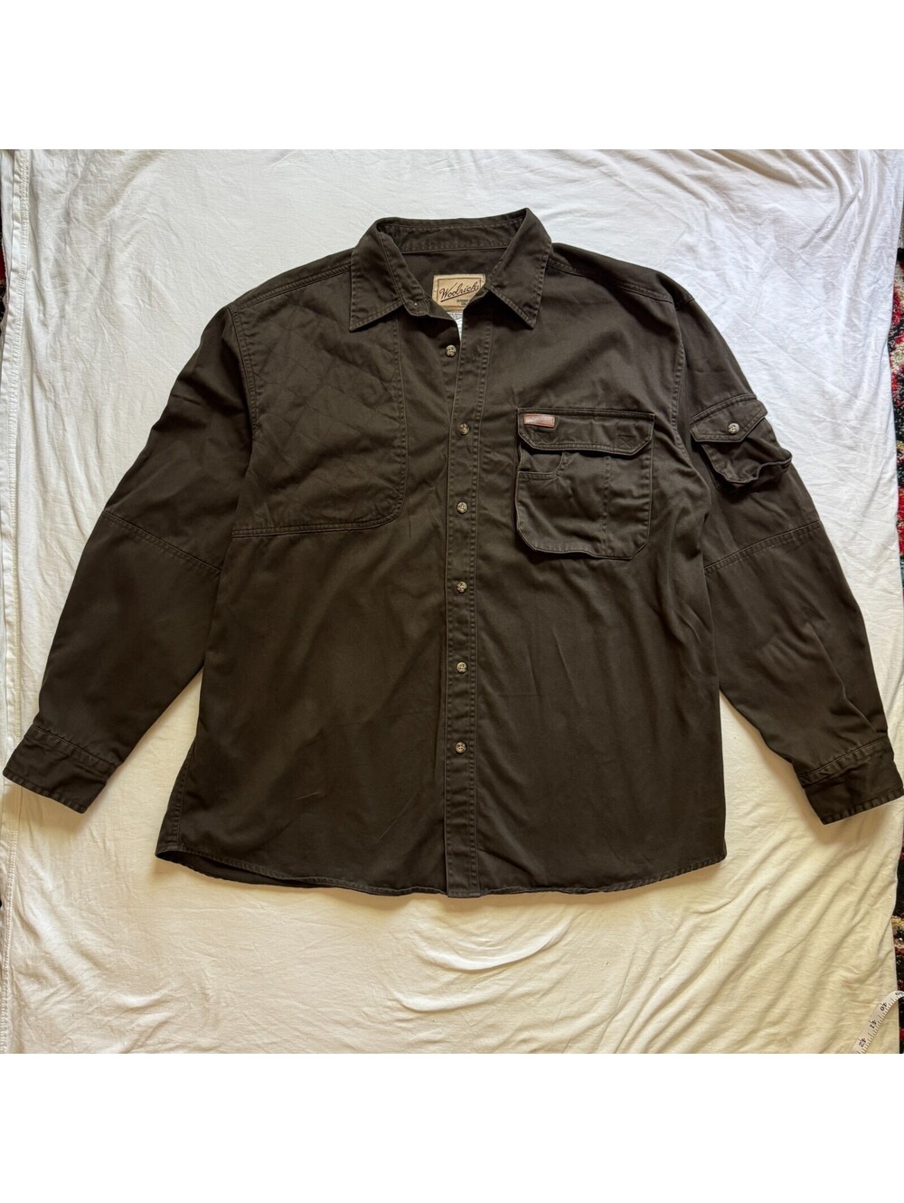 Woolrich Outdoor Guide Collection Men XL Brown Canvas Shooting Hunting Shirt